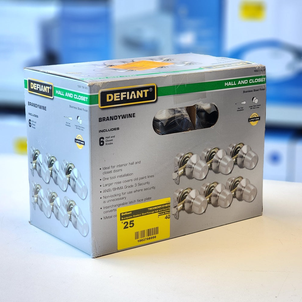 Brandywine Stainless Steel Passage Hall and Closet Door Knob Contractor Pack (6-Piece) (T8630BD6RXD4B32) Brandywine Stainless Steel Passage Hall and Closet Door Knob Contractor Pack (6-Piece) (T8630BD6RXD4B32)